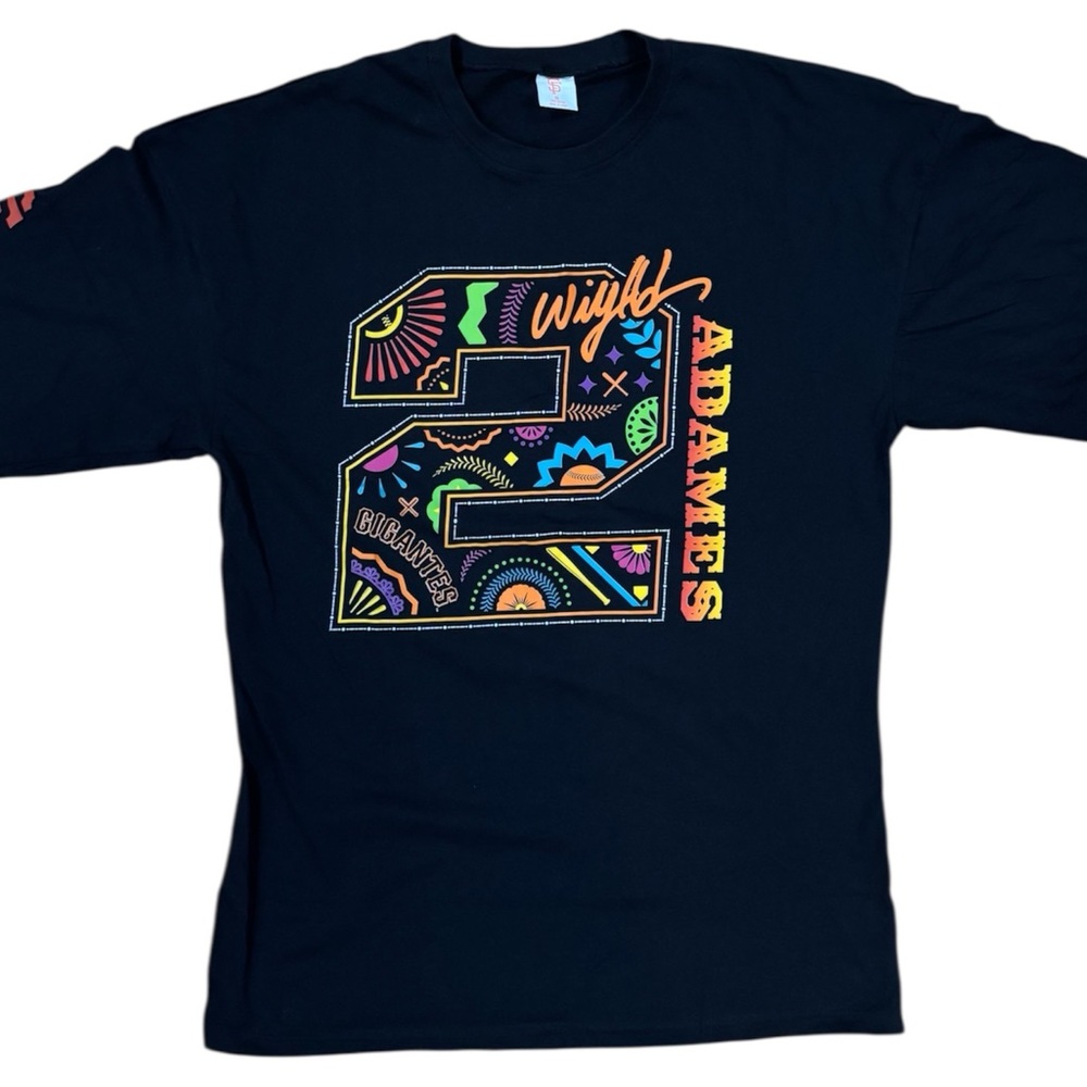 Stylish Black Graphic Tee with Multicolor Accents
